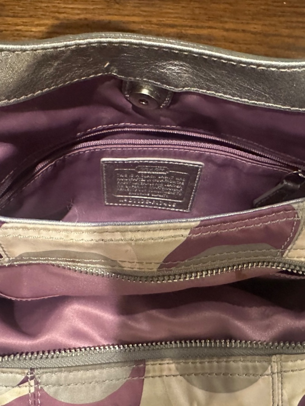 Signature Coach Purple Gray Satin Hobo Bag - Picture 3 of 3